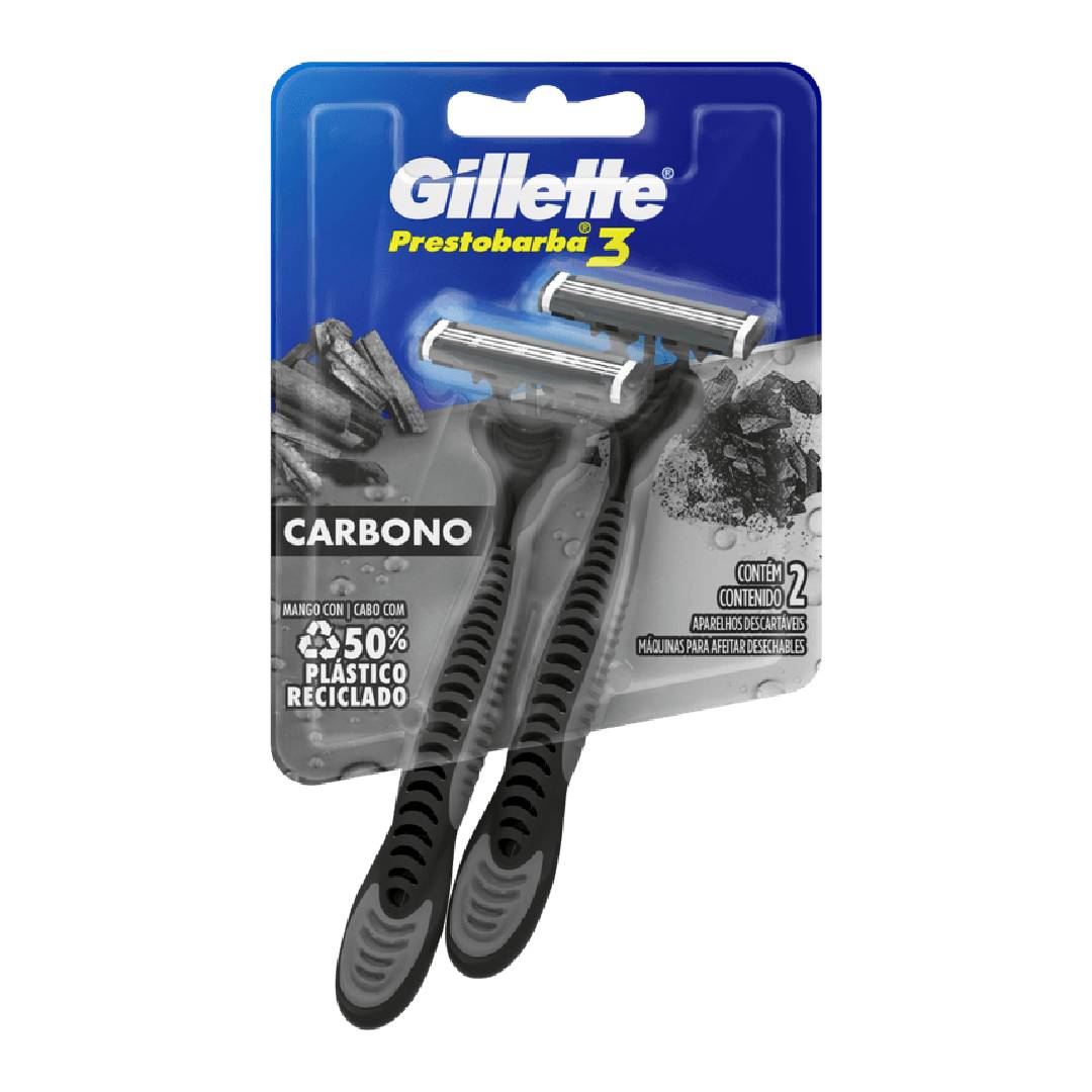 Aparelho de Barbear Gillette Prestobarba 3 Carbono com 2 Unidades